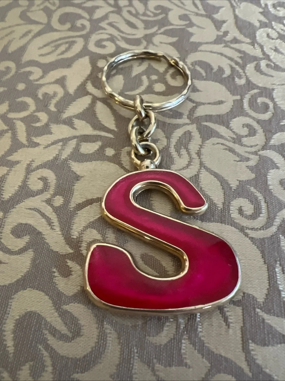 Vintage Keychain Big Metal “S” with crown stamp mark Gift